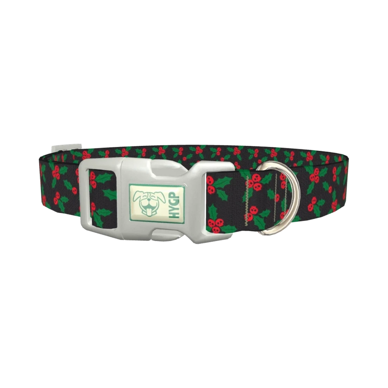 Christmas Skull Berry Dog Collar - plastic silver