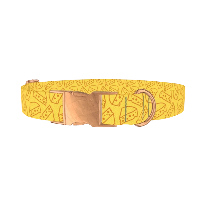 Cheese Slice Pattern Dog Collar - metal rose gold
