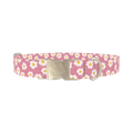 Pink Daisy Dog Collar - metal silver