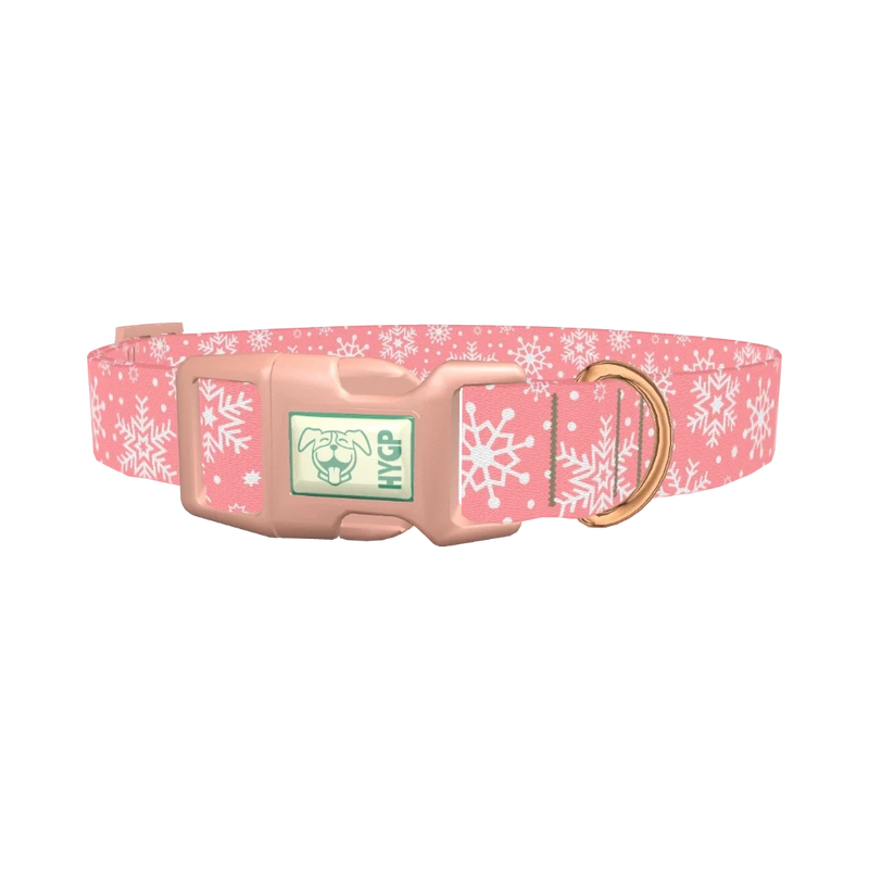 Pink Snowflake Pattern Dog Collar - plastic rose gold