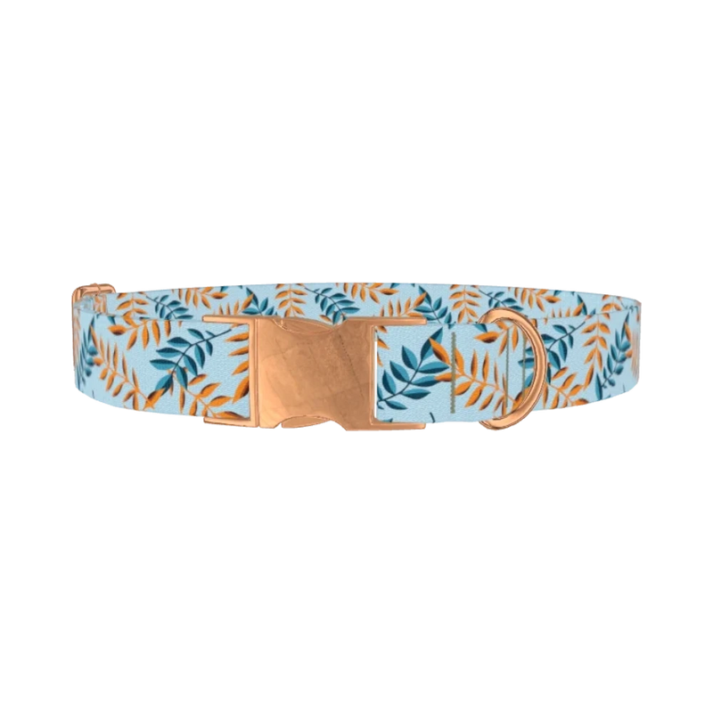 Leaf Pattern Dog Collar - metal rose gold