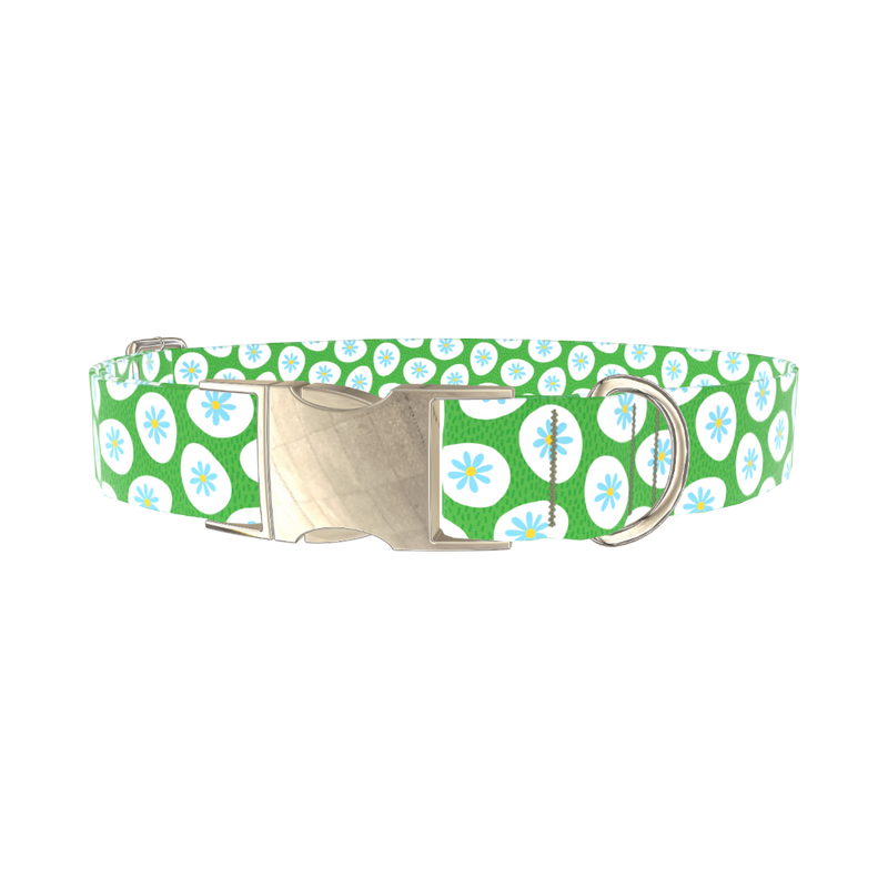 Floral Easter Egg Dog Collar - metal silver