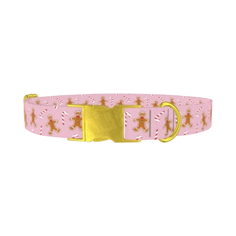 Christmas Gingerbread Dog Collar - metal gold