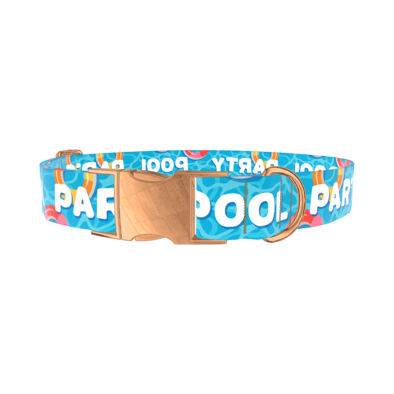 Pool Party Dog Collar - metal silver
