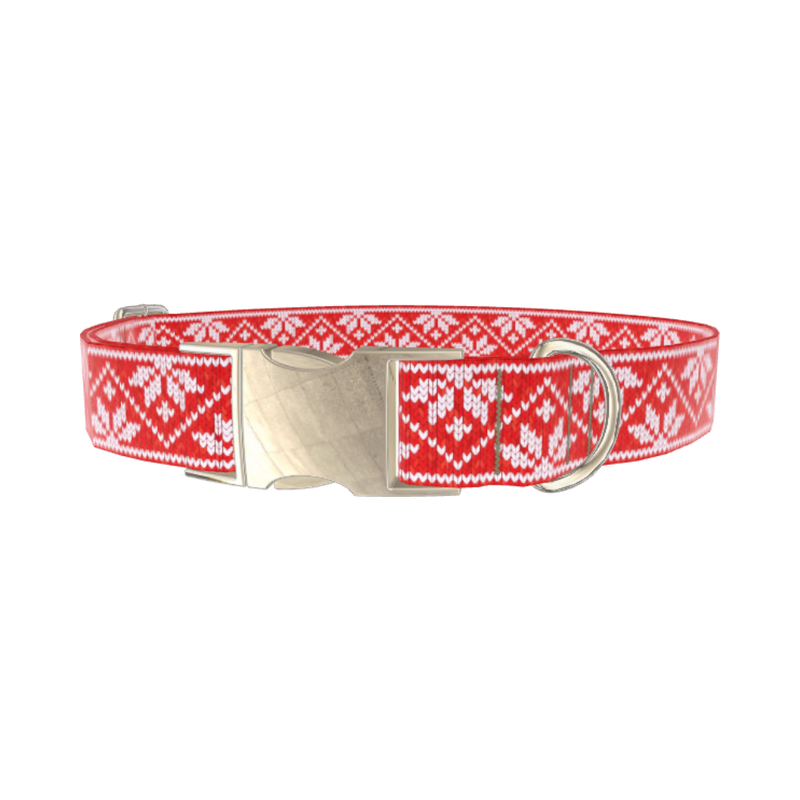 Christmas Knitted Star Dog Collar - metal silver