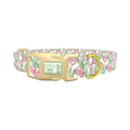 Pink Tulip Sketch Dog Collar - plastic gold