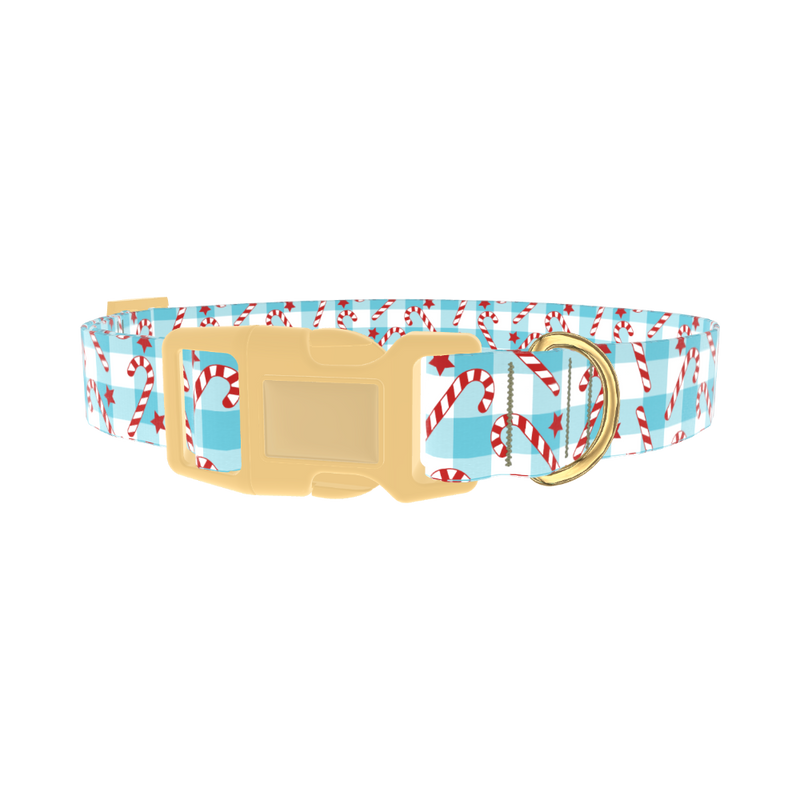 Candy Cane Star Dog Collar - plastic gold