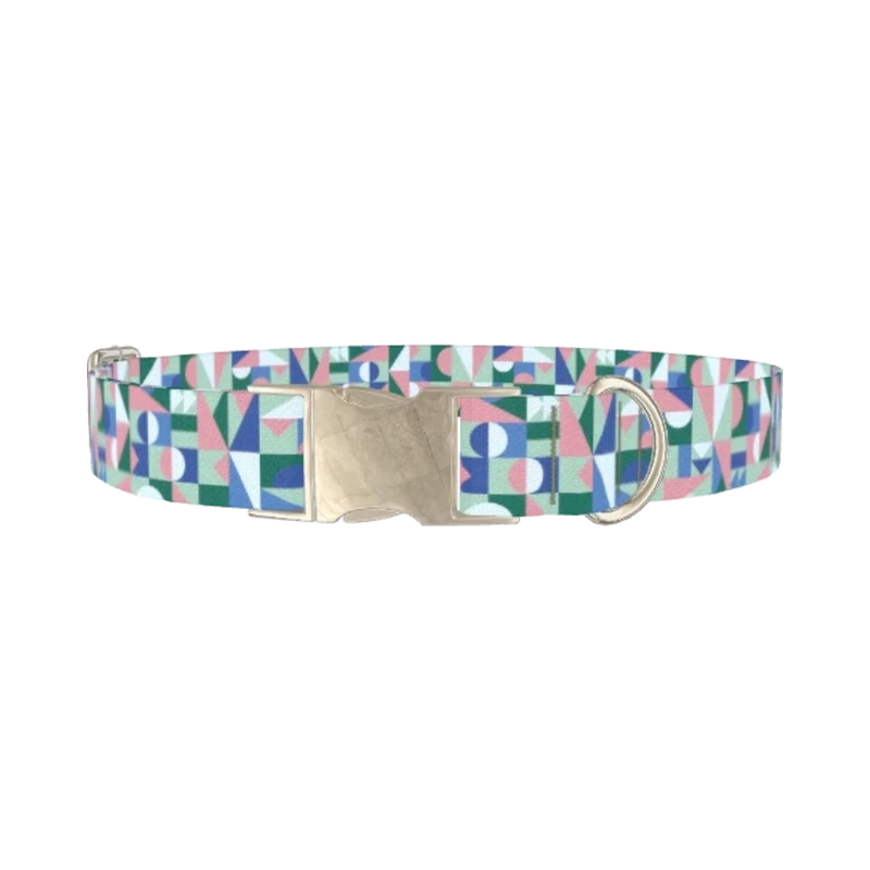 Geometric Shapes Dog Collar - metal silver