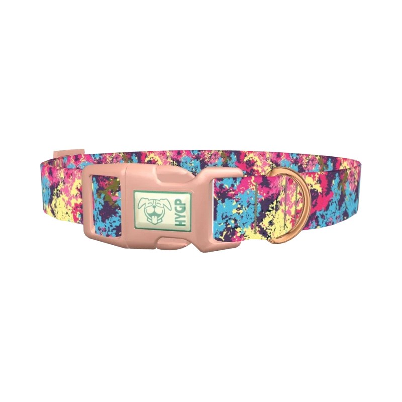 Abstract Paint Splatter Dog Collar - plastic rose gold
