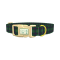 Dark Blue Tartan Dog Collar - plastic gold