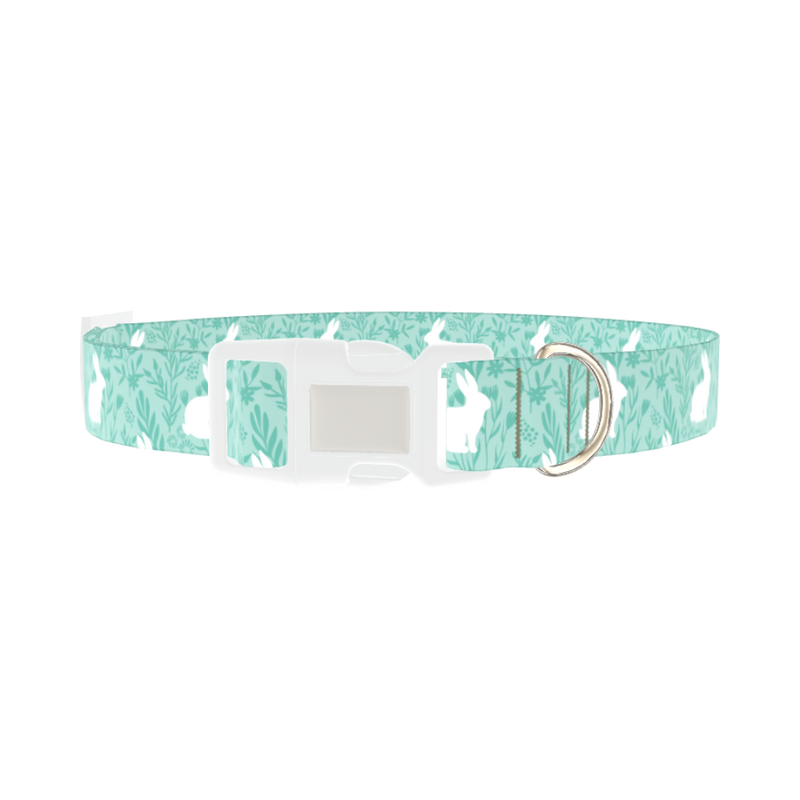 Wildflower Bunny Dog Collar - plastic silver
