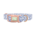 Geometric Blue Lines Dog Collar - plastic rose gold