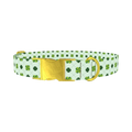Dotted Clover Line Dog Collar - metal gold