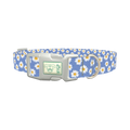 Blue Polka Dot Daisy Dog Collar - plastic silver