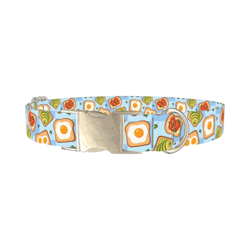 Breakfast Toast Dog Collar - metal silver