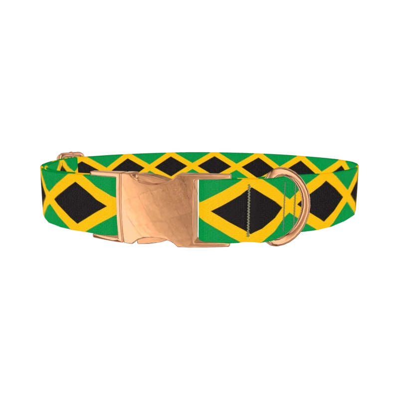 Jamaican Flag Dog Collar - metal rose gold