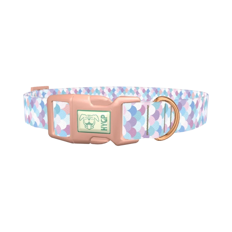 Pastel Mermaid Scale Dog Collar - plastic rose gold