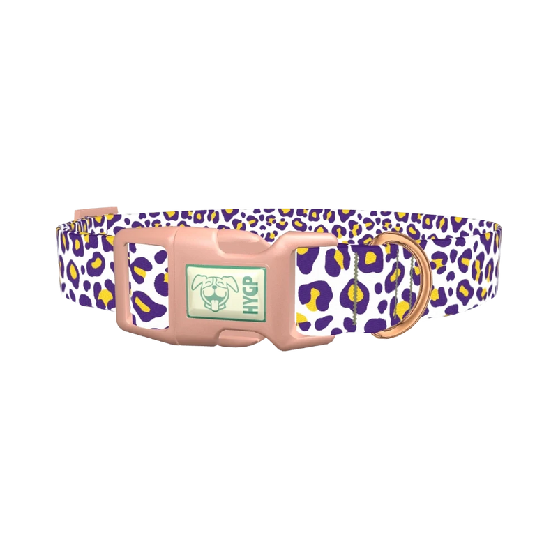 Leopard Print Dog Collar - plastic rose gold