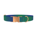 Gradient Blue Dog Collar - metal rose gold