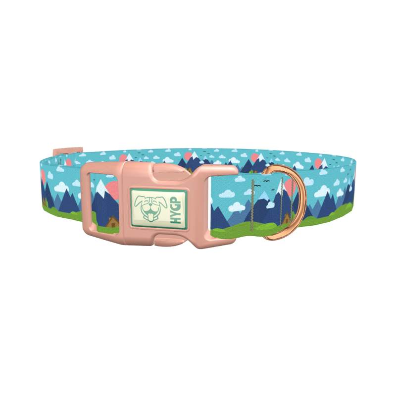 Mountain Landscape Dog Collar - plastic rose gold