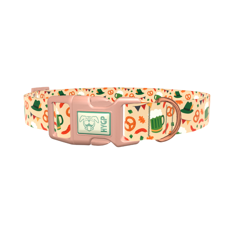 Oktoberfest Beer Dog Collar - plastic gold