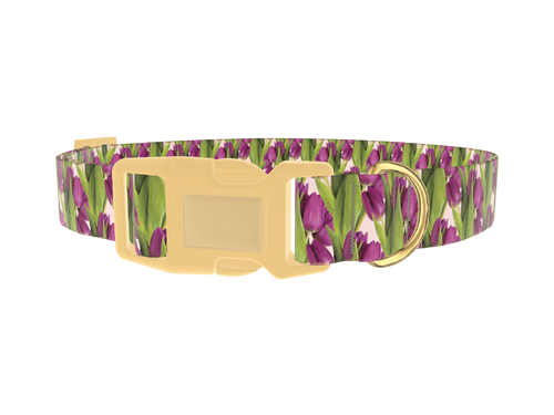Purple Tulip Pattern Dog Collar