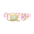 Pink Bow Stripe Dog Collar - plastic gold
