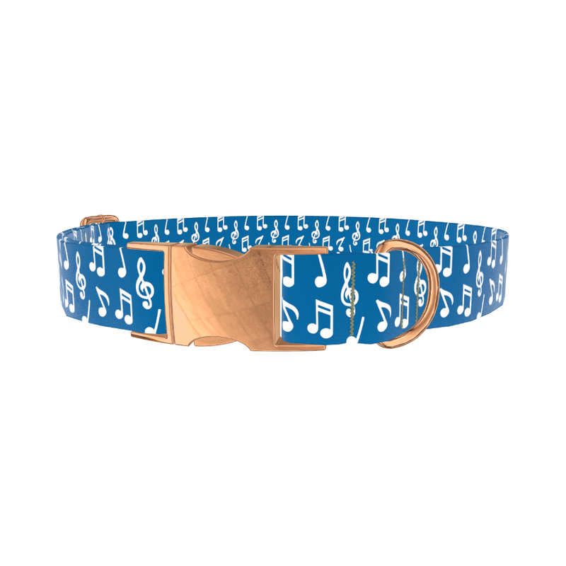 Musical Notes Dog Collar - metal rose gold