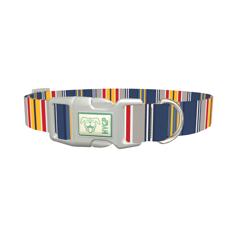 Colorful Striped Dog Collar - plastic silver