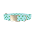 Mint Heart Pattern Dog Collar - metal silver