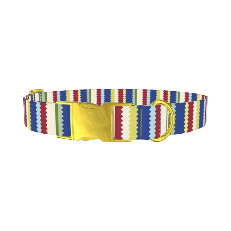 Scallop Stripe Dog Collar - metal gold