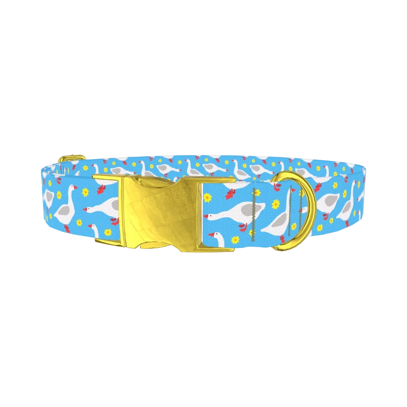 Goose Floral Dog Collar - metal gold