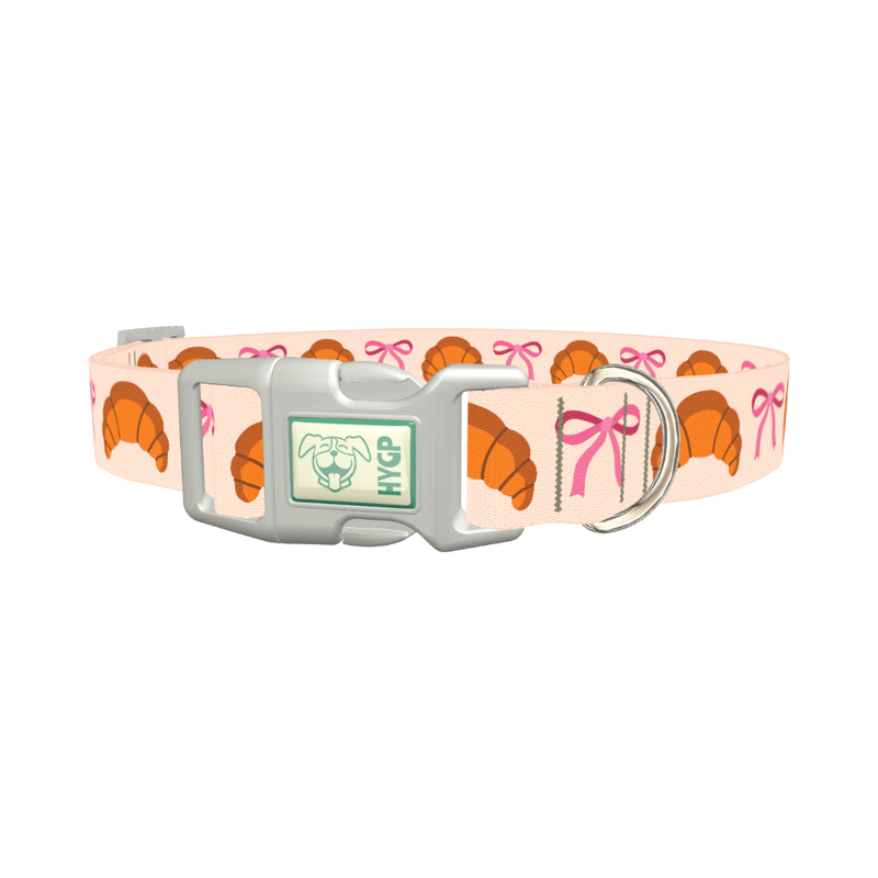 Croissant Bow Dog Collar - plastic silver