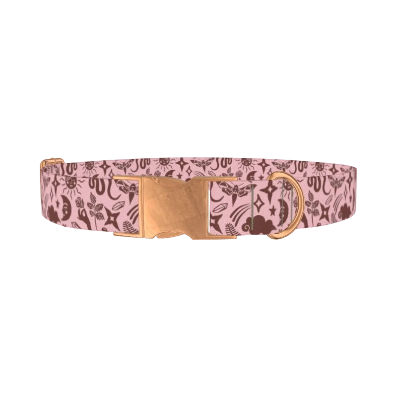 Mystical Nature Dog Collar - metal rose gold
