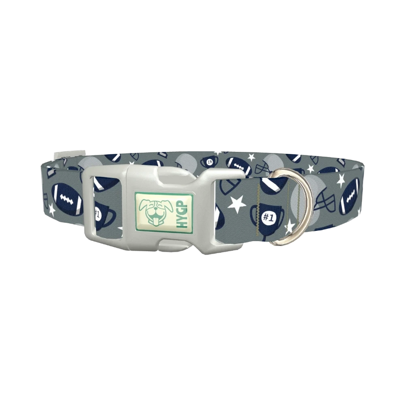 Football Sports Dog Collar - plastic silver