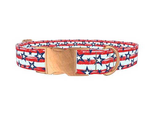 Patriotic Stripes Stars Dog Collar