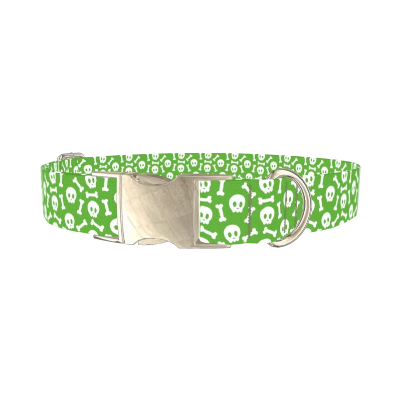 Halloween Skull Dog Collar - metal silver