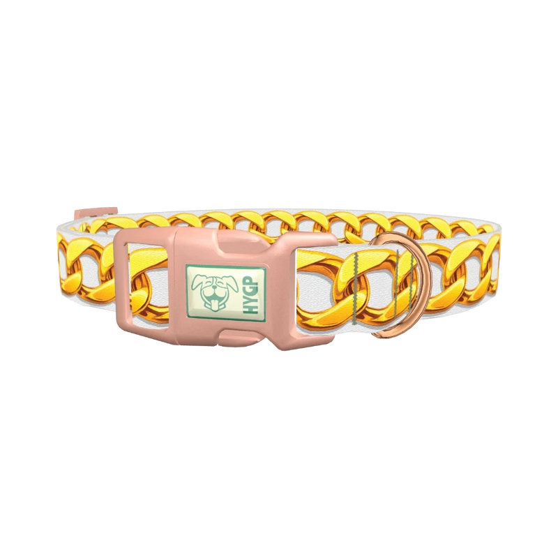 Chain Link Pattern Dog Collar - plastic rose gold