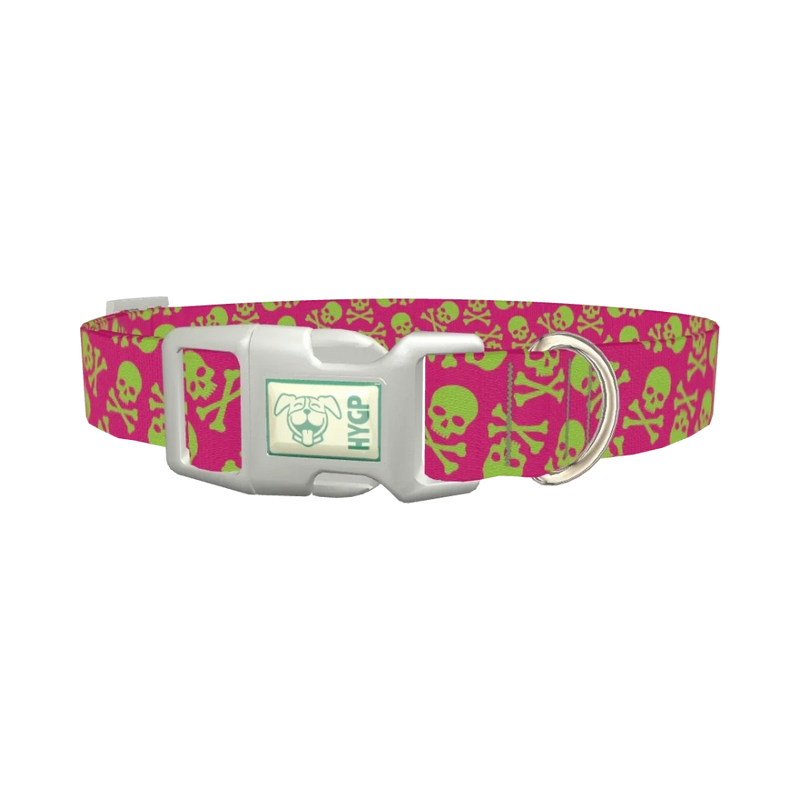 Skull Pattern Dog Collar - plastic silver