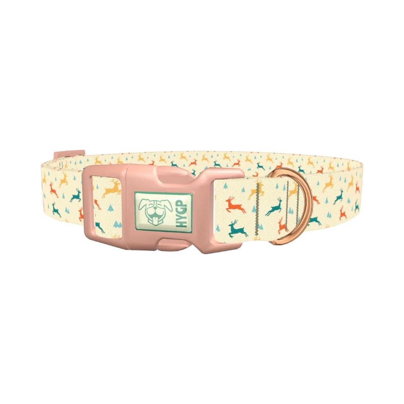 Colorful Reindeer Dog Collar - plastic rose gold