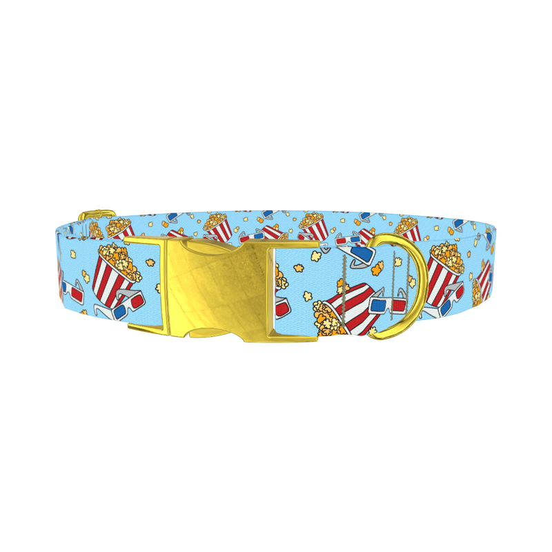 Movie Night Dog Collar - metal gold