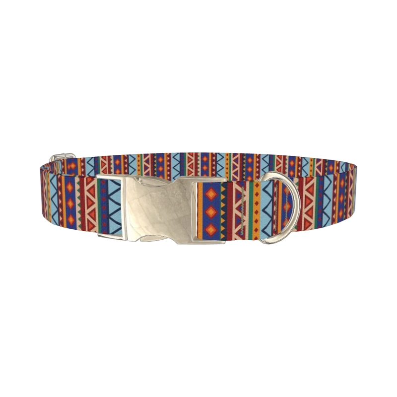 Tribal Stripe Dog Collar - metal silver