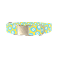 Blue Daisy Easter Egg Dog Collar - metal silver