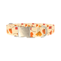 Ginkgo Leaf Pattern Dog Collar - metal silver