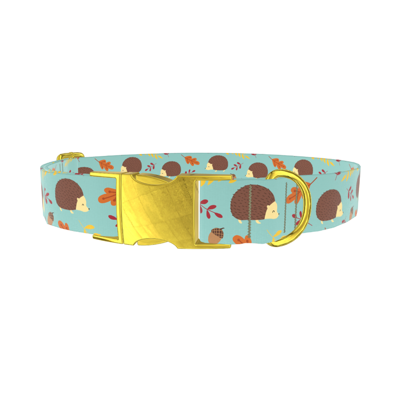 Autumn Hedgehog Dog Collar - metal gold