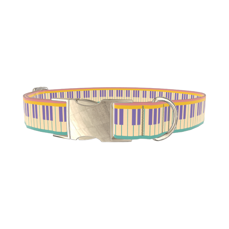 Piano Key Dog Collar - metal silver