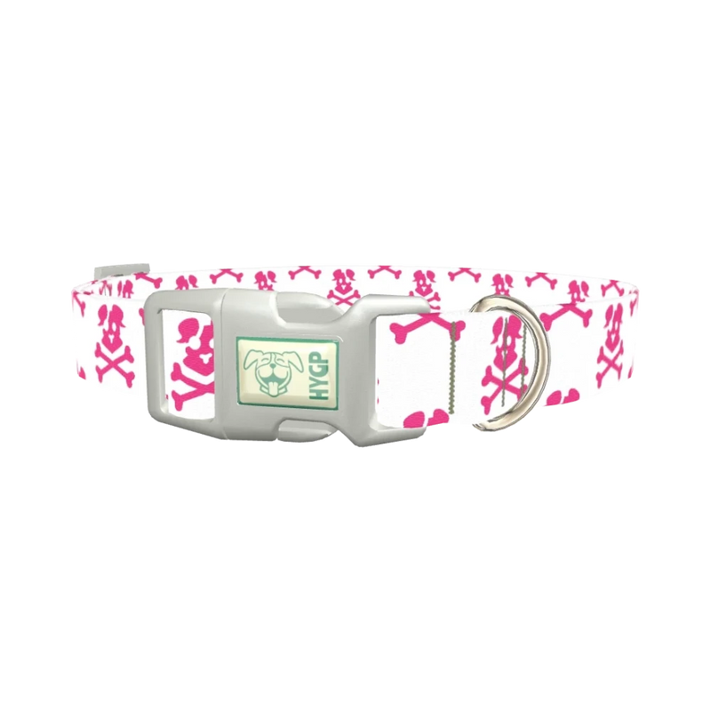 Pirate Dog Skull Dog Collar - plastic silver