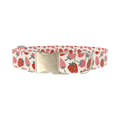 Pink Strawberry Pattern Dog Collar - metal silver