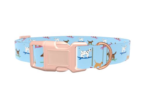 Surfing Dogs Blue Dog Collar