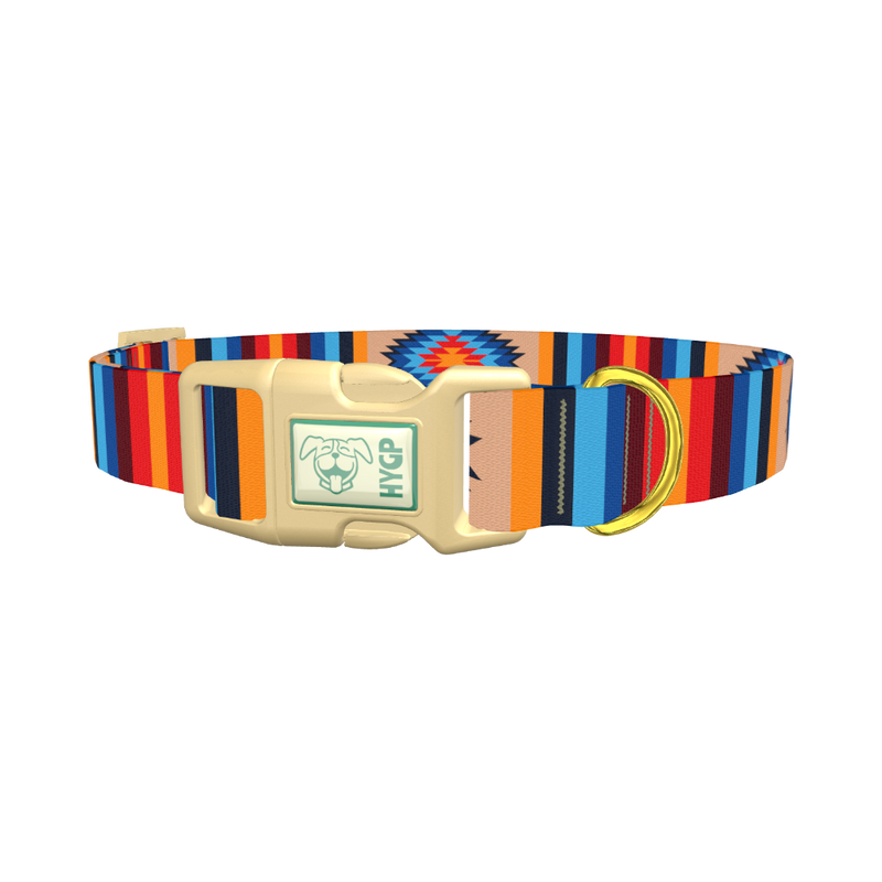 Aztec Geometric Dog Collar - plastic gold